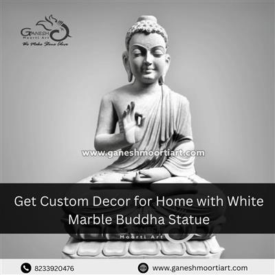 Get Custom Decor for Home with White Marble Buddha Statue