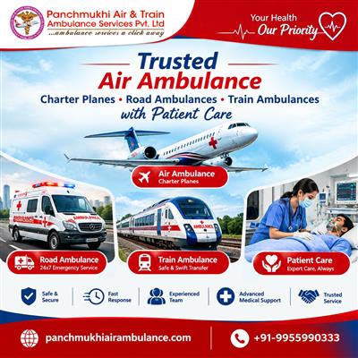 Panchmukhi ICU Air Ambulance in Delhi- Reliable Medical Transport Service
