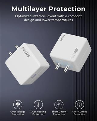 FEDUS Bolt PRO 100W SuperVOOC Charger with USB-A to Type C Cable