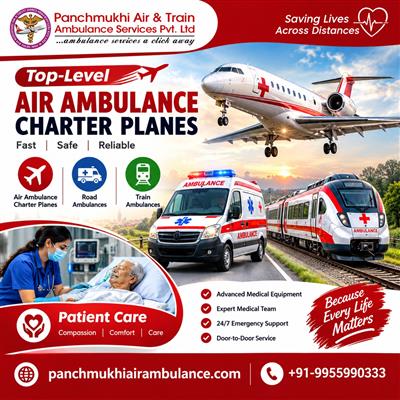 Panchmukhi Emergency Air Ambulance in Bangalore- Emergency Air Transport arrange