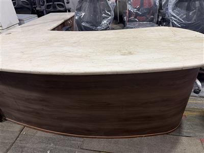 L type marble tabe with side cabinet