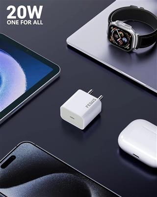 FEDUS Apple Mobile Charger 20W for iPhone 17 16 15 Pro Max Plus